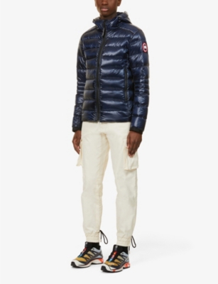 Shop Canada Goose Men's Atlantic Navy Crofton Quilted Recycled-nylon Hooded Jacket