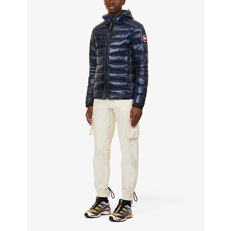 Shop Canada Goose Men's Atlantic Navy Crofton Quilted Recycled-nylon Hooded Jacket