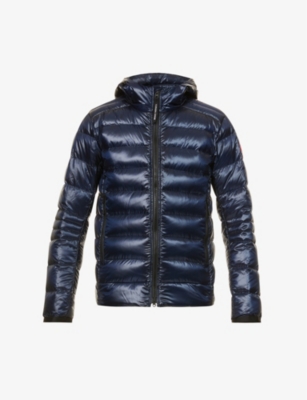 Shop Canada Goose Men's Atlantic Navy Crofton Quilted Recycled-nylon Hooded Jacket