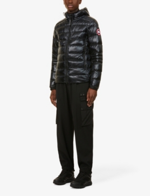 Shop Canada Goose Men's Black Crofton Quilted Recycled-nylon Hooded Jacket