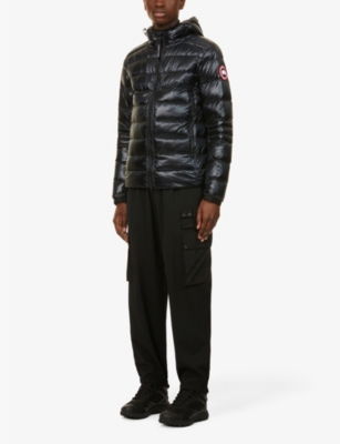 Shop Canada Goose Mens Black Crofton Quilted Woven Hooded Jacket
