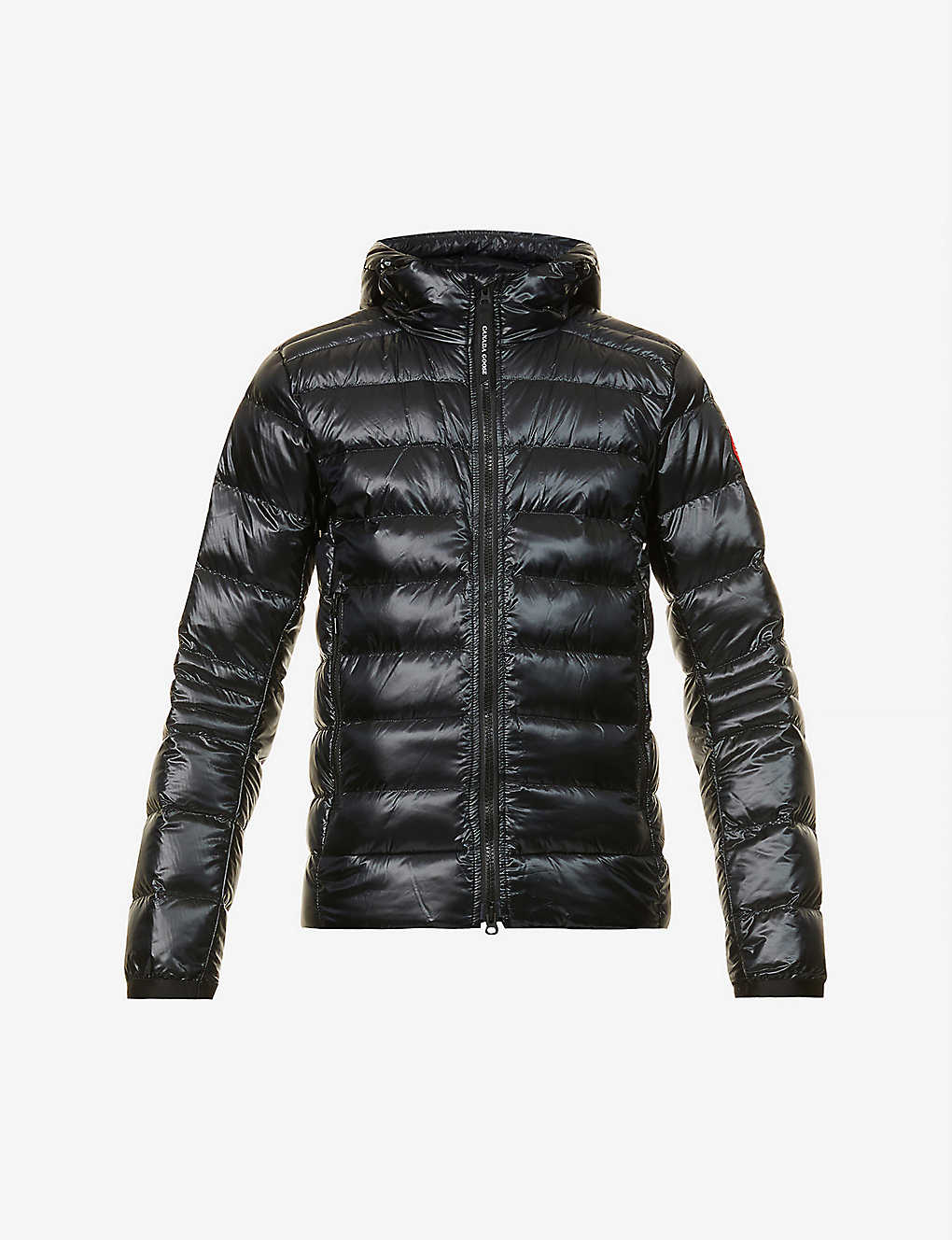 Shop Canada Goose Men's Black Crofton Quilted Recycled-nylon Hooded Jacket