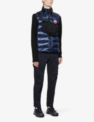 Shop Canada Goose Mens Atlantic Navy Crofton Funnel-neck Recycled Nylon-down Gilet