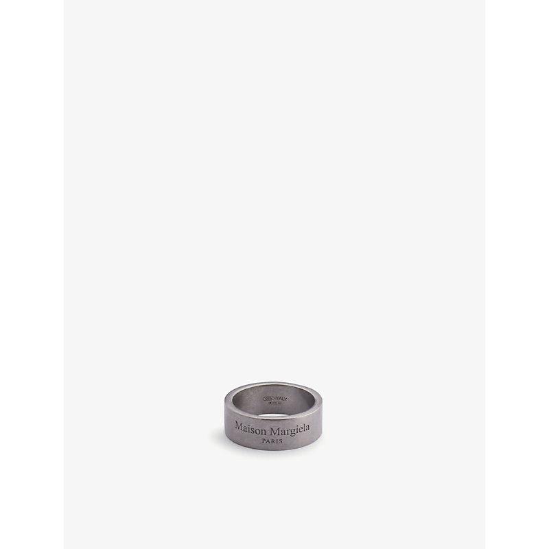 Maison Margiela Logo-engraved Antique-finish Sterling Silver Ring In Palladio