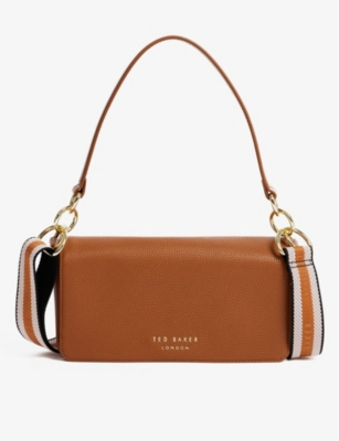 Ted Baker Womens Brown Amie Striped-strap Leather Shoulder Bag