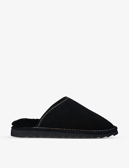 KURT GEIGER LONDON: Cosy Stitch shearling-lined suede slippers