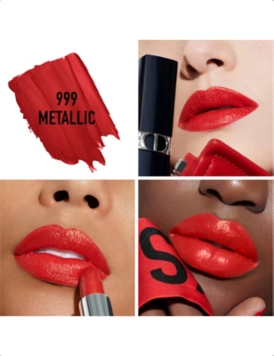 Shop Dior 999 Rouge Satin Metallic Refillable Lipstick 3.5g
