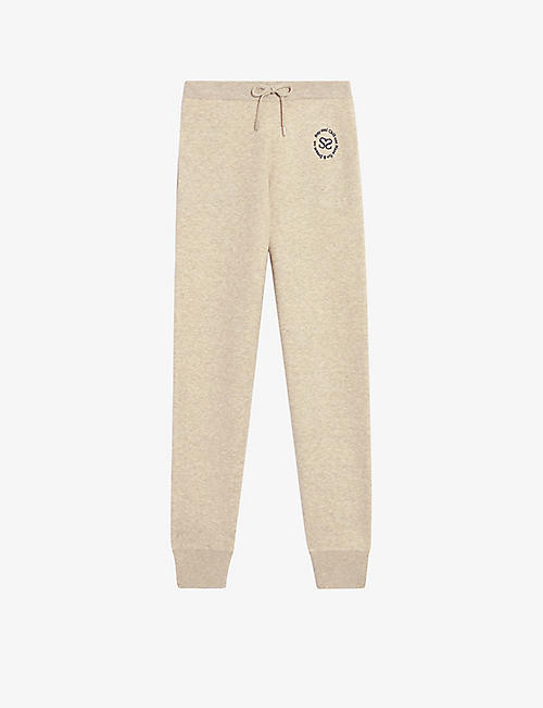 SANDRO: Venise embroidered mid-rise stretch-knit jogging bottoms