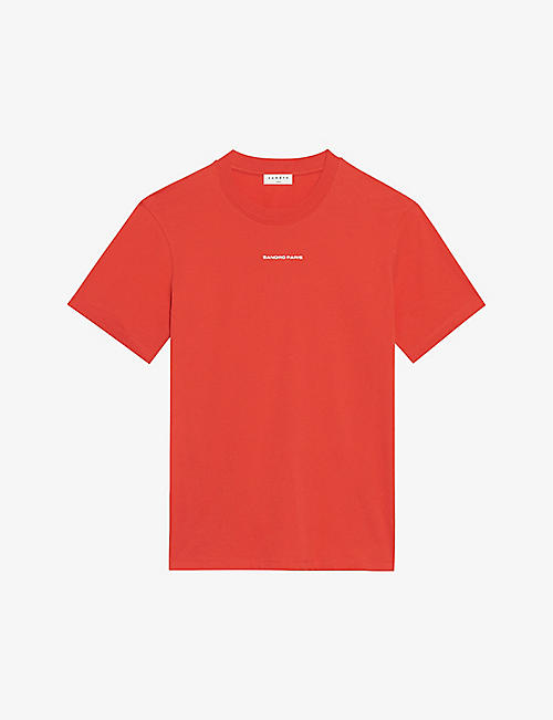 SANDRO: Logo-embroidered organic cotton-jersey T-shirt