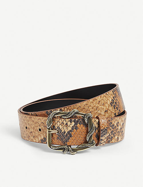 SANDRO: Soraya snakeskin-effect leather belt
