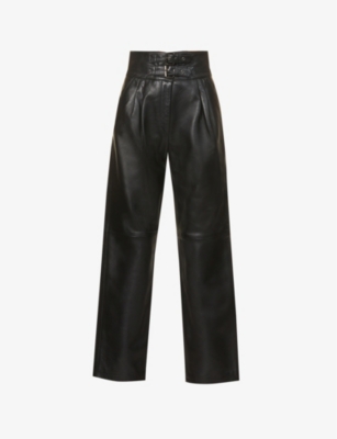 ALESSANDRA RICH Tapered high rise leather trousers Selfridges