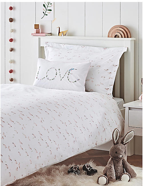 THE LITTLE WHITE COMPANY: Wild Horse cotton bed linen set