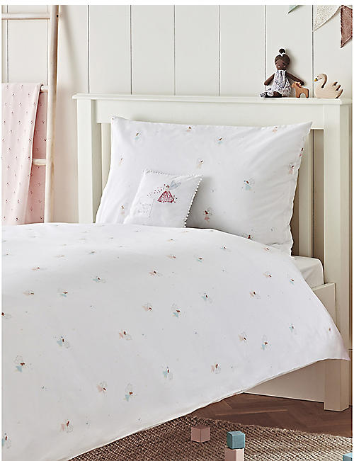 THE LITTLE WHITE COMPANY: Fairy Moon cotton single duvet cover set 140x200cm