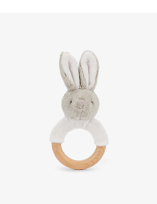 THE LITTLE WHITE COMPANY: Bashful bunny woven rattle 18cm
