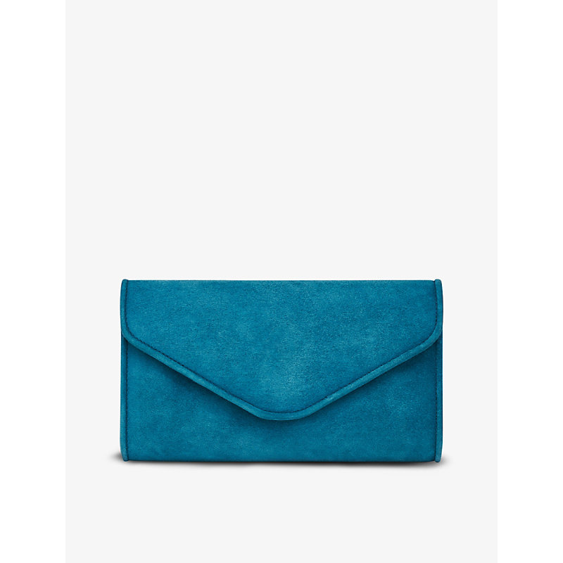 Lk Bennett Womens Blu-klein Blue Dominica Suede-leather Clutch Bag 1size