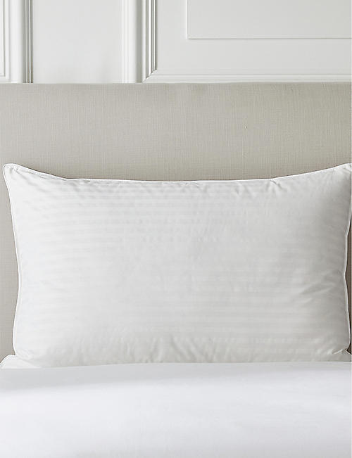 THE WHITE COMPANY: Striped jacquard cotton-down pillow 50cm x 75cm