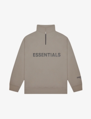 FOG X ESSENTIALS Logo print half zip cotton blend sweatshirt Selfridges