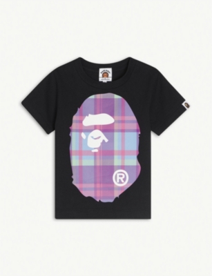 A Bathing Ape Boys Black X Purple Kids Ape Head Cotton Blend T Shirt 2 16 Years 14 16 Years Modesens