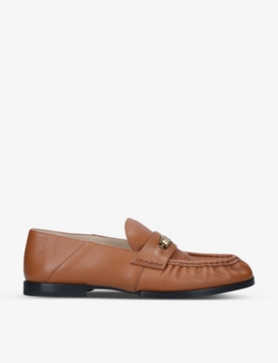 tods gold loafers