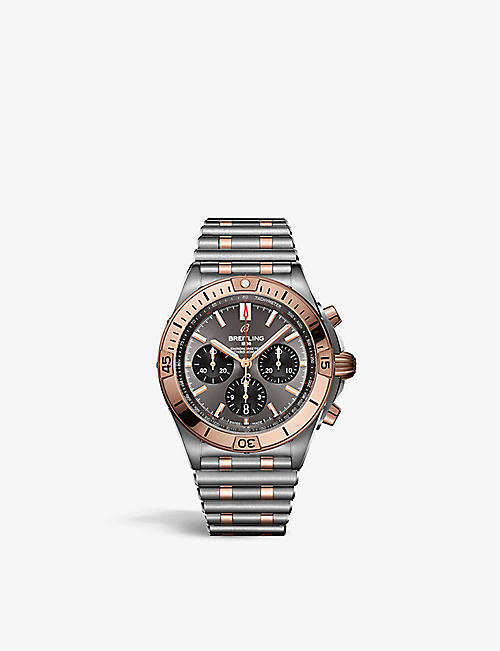 BREITLING: UB0134101B1U1 Chronomat B01 42 stainless-steel and 18ct red-gold self-winding watch