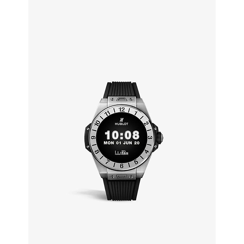 Hublot 440.nx.1100.rx E Titanium Qualcomm Snapdragon Rubber-strap Watch In Black