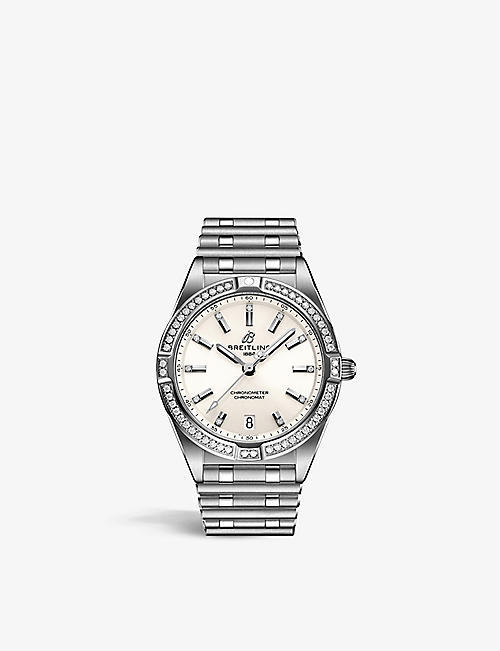BREITLING: A77310591A1A1 Chronomat 32 stainless steel and diamond watch