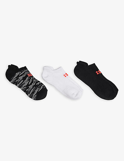 SWEATY BETTY: Workout stretch-woven trainer socks pack of three