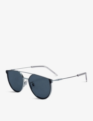 Shop Gentle Monster Womens Navy/navy Lens K-1 07(n) Acetate And Stainless-steel D-frame Sunglasses