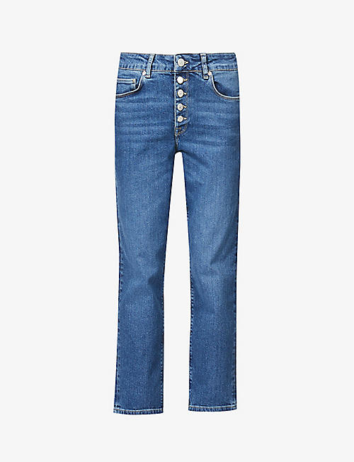 REISS: Bailey cropped straight-leg mid-rise stretch-denim jeans