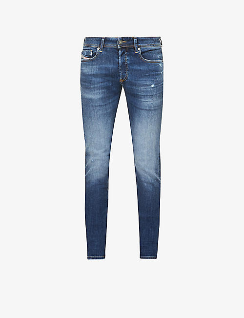 DIESEL: Sleenker distressed mid-rise stretch-denim jeans