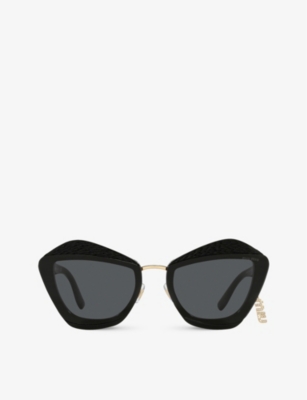 Miu Miu Mu01xs Butterfly-frame Acetate Sunglasses In Black