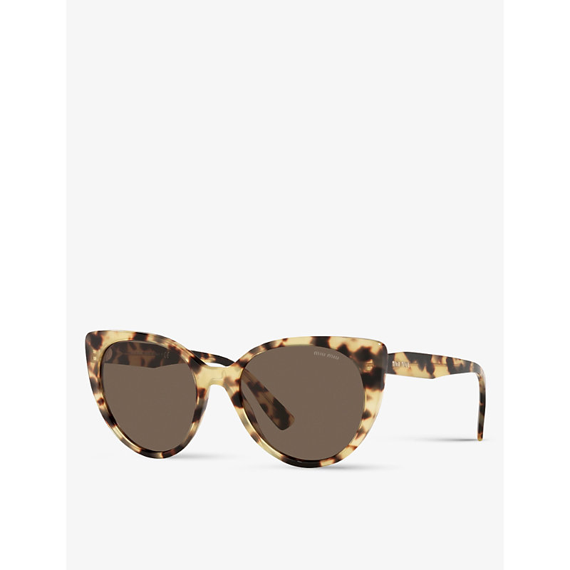 Shop Miu Miu Womens Brown Mu04xs Cat Eye-frame Acetate Sunglasses