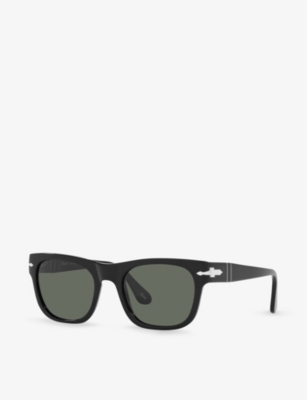 Shop Persol Women's Black Po3269s Rectangular-shape Acetate Sunglasses
