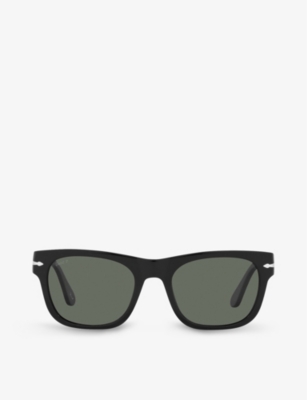 Persol Po3269s Rectangular-shape Acetate Sunglasses In Black