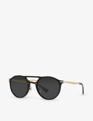 Shop Persol Men's Gold Po3264s Phantos-frame Acetate Sunglasses