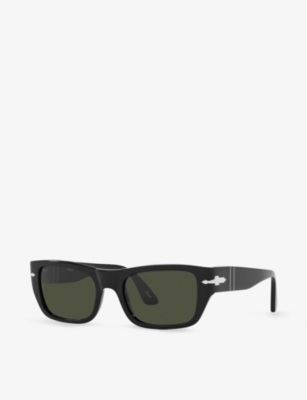 Shop Persol Women's Black Po3268s Rectangle-frame Acetate Sunglasses