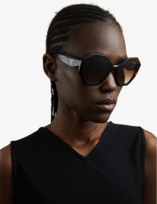 Prada Womens Brown Pr16ws Irregular-frame Acetate Sunglasses In Brown