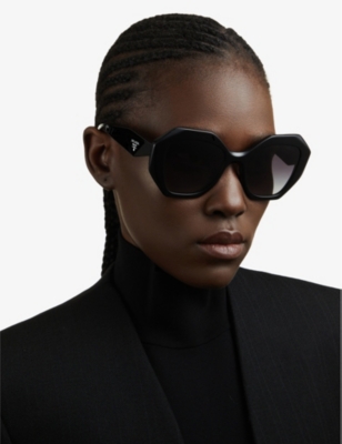 Prada Womens Black Pr16ws Irregular-frame Acetate Sunglasses In Black
