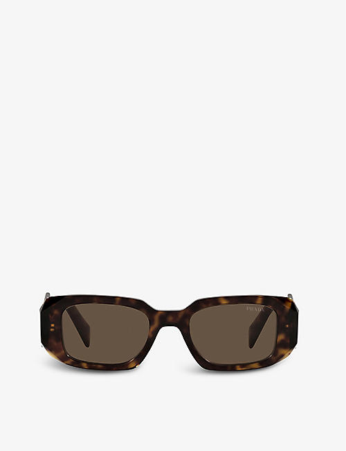 PRADA: PR 17WS rectangular-frame tortoiseshell sunglasses