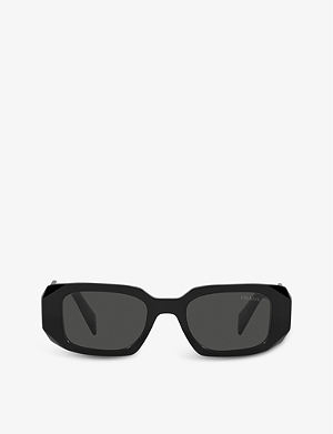 Womens Accessories Sunglasses Prada Synthetic Pr 04ws 53 Rectangular-frame Acetate Sunglasses in Black 