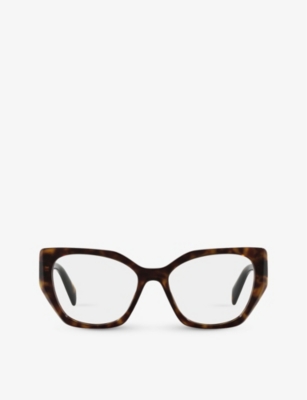 Shop Prada Women's Brown Pr 18wv Square-framed Acetate Glasses