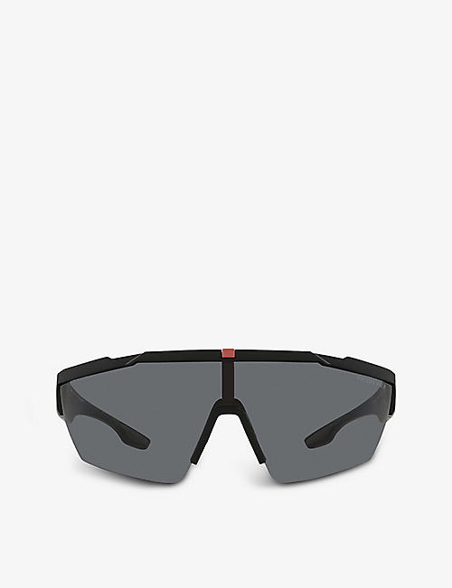 PRADA LINEA ROSSA: PS 03XS shield-frame nylon sunglasses