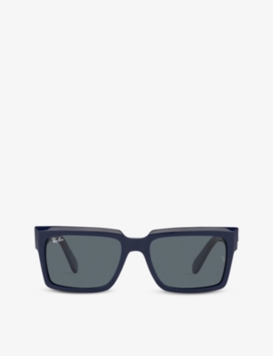 Ray Ban Rb2191 Inverness Rectangle-frame Acetate Sunglasses In Blue