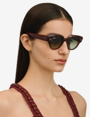 Shop Ray Ban Ray-ban Women's Purple Rb219247 Roundabout Tortoiseshell-print Sunglasses