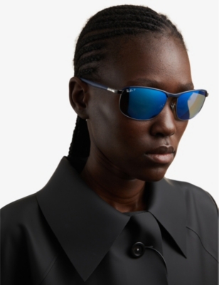 Shop Ray Ban Ray-ban Women's Blue Rb3671ch Pillow Frame-metal Sunglasses
