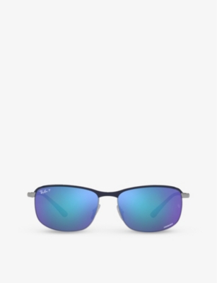 Ray Ban Ray-ban Womens Blue Rb3671ch Pillow Frame-metal Sunglasses