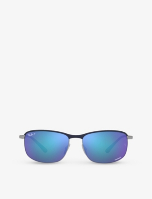 Ray Ban Womens Ray-ban Rb3671ch Pillow Frame-metal Sunglasses In Blue