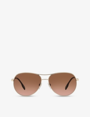 BURBERRY: BE3122 Tara pilot-shape metal sunglasses