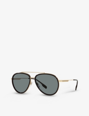 Burberry Womens Gold Be3125 Oliver Pilot-frame Metal Sunglasses In Gold