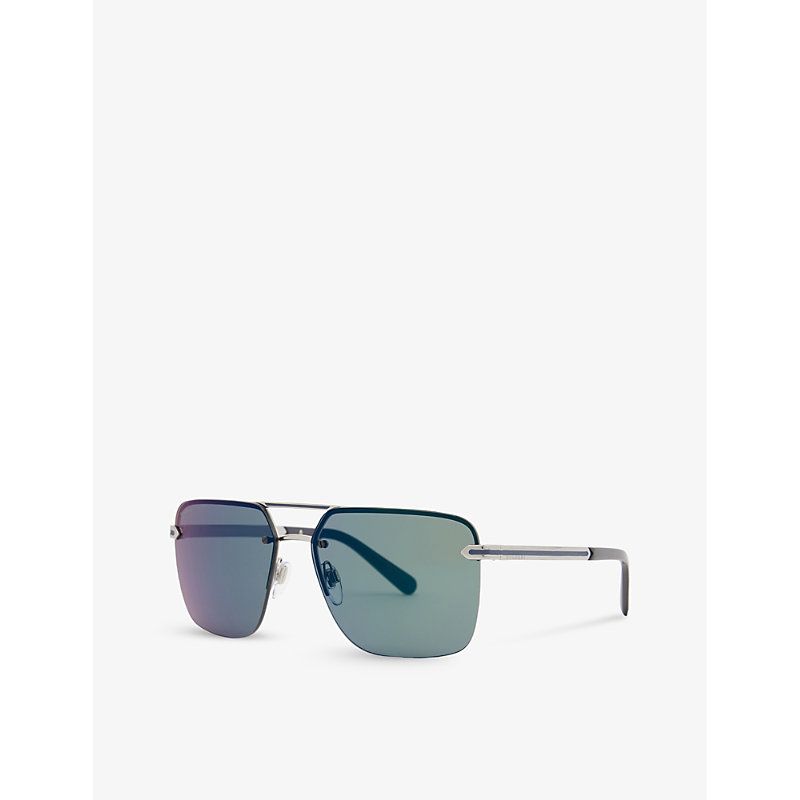 Shop Bvlgari Bv5054 61 Aviator-frame Metal Sunglasses In Grey